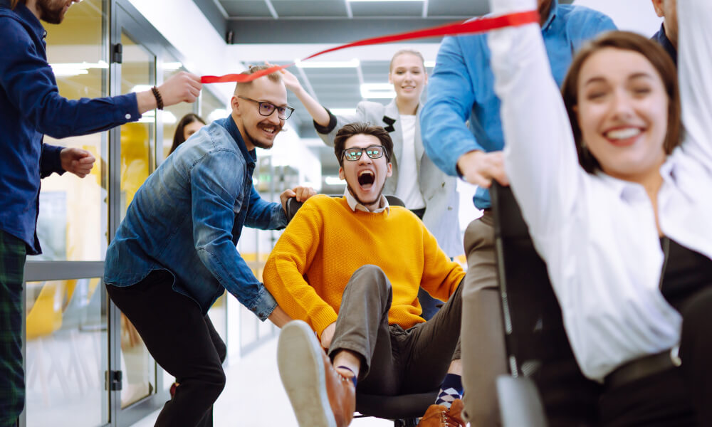 Image of sales team having fun at a sales kick off event