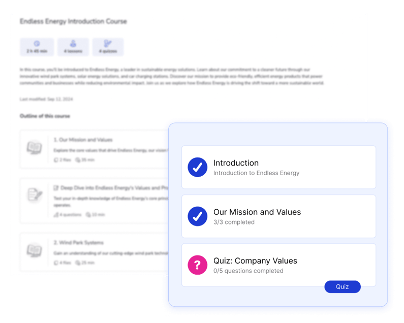 Manufacturing sales onboarding program delivered through Showell LMS
