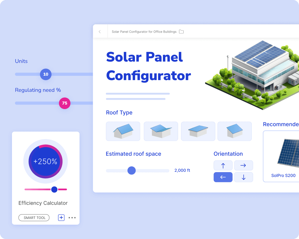 illustration of calculators and configurators in Showell