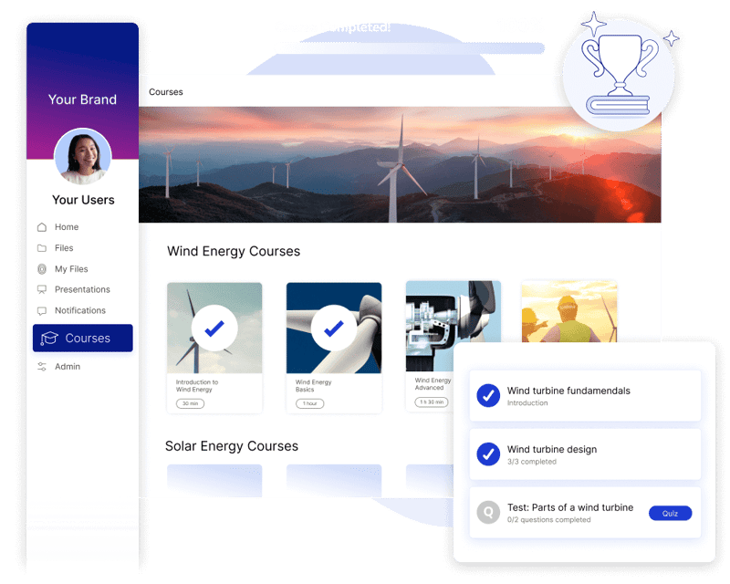 Learning Management System feature in Showell's mobile sales tool