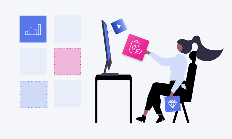 Illustration og a person creating sales presentation templates