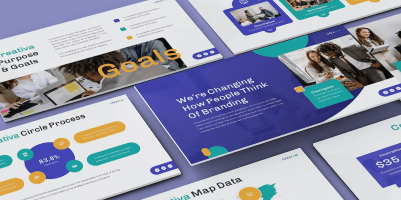 Creativa Blue and Yellow Sales Presentation Template