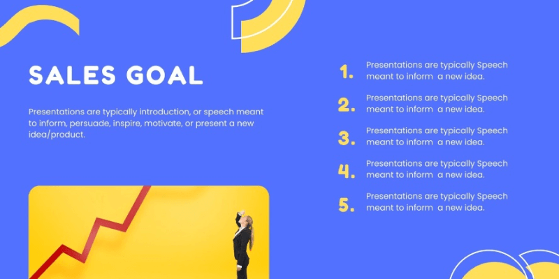 Blue and yellow sales presentation template