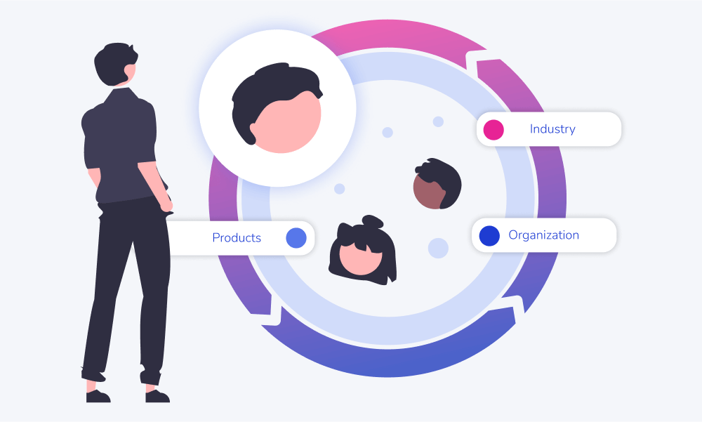 Illustration about a sales person doing customer research