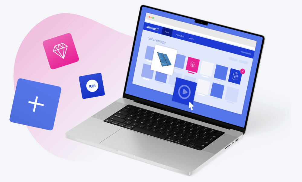 Sales content management tool on a laptop