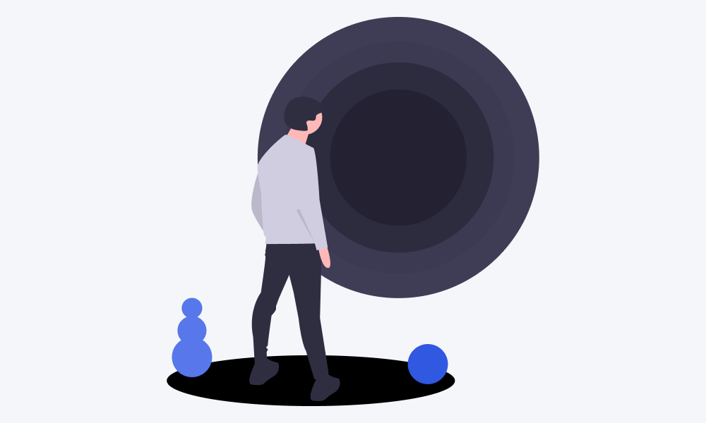 Illustration of a sales person staring to emptiness because he lacks of proper sales training