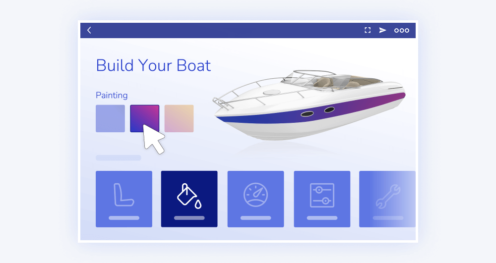 Illustration of interactive product configurator for sales