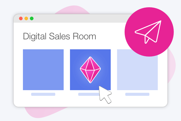 Illustration of browser window displaying documents that are shared with prospect