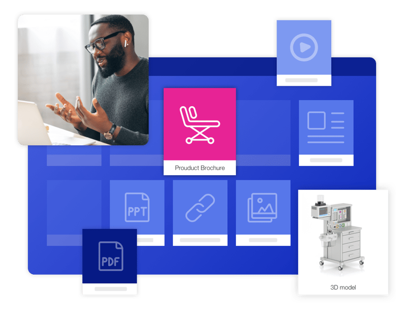 Sales person using a sales presentation tool for closing a presentation